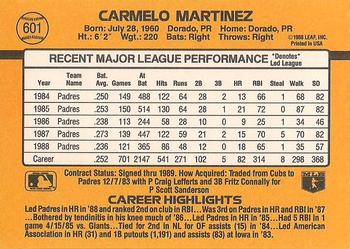 1989 Donruss #601 Carmelo Martinez Back