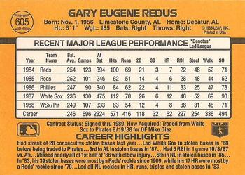 1989 Donruss #605 Gary Redus Back