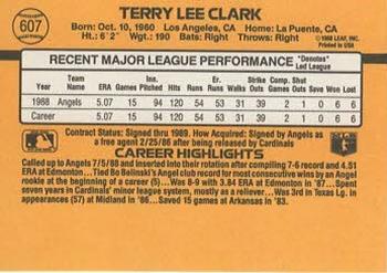 1989 Donruss #607 Terry Clark Back