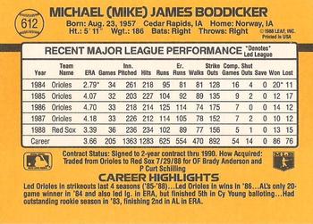 1989 Donruss #612 Mike Boddicker Back