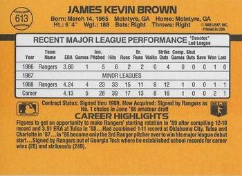 1989 Donruss #613 Kevin Brown Back