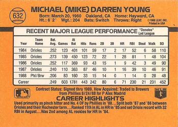 1989 Donruss #632 Mike Young Back