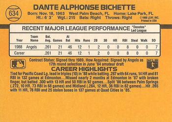 1989 Donruss #634 Dante Bichette Back