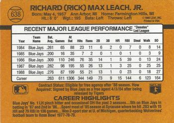 1989 Donruss #638 Rick Leach Back