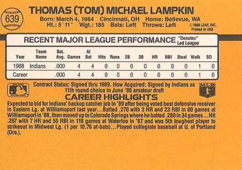 1989 Donruss #639 Tom Lampkin Back
