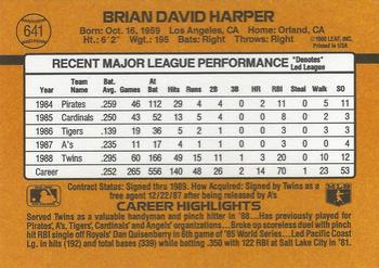 1989 Donruss #641 Brian Harper Back