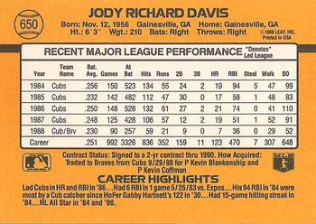 1989 Donruss #650 Jody Davis Back