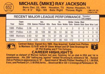 1989 Donruss #652 Mike Jackson Back