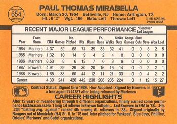 1989 Donruss #654 Paul Mirabella Back