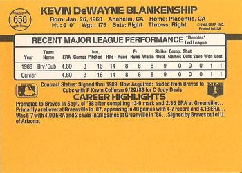 1989 Donruss #658 Kevin Blankenship Back