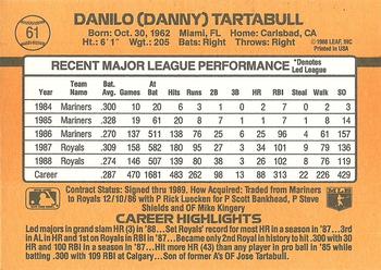 1989 Donruss #61 Danny Tartabull Back