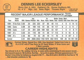 1989 Donruss #67 Dennis Eckersley Back