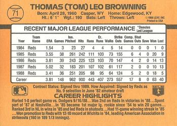 1989 Donruss #71 Tom Browning Back