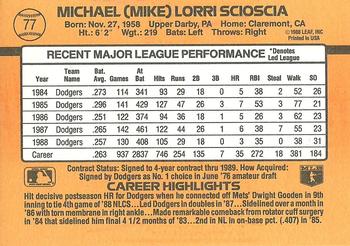 1989 Donruss #77 Mike Scioscia Back
