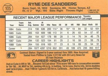 1989 Donruss #105 Ryne Sandberg Back