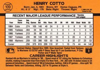 1989 Donruss #109 Henry Cotto Back