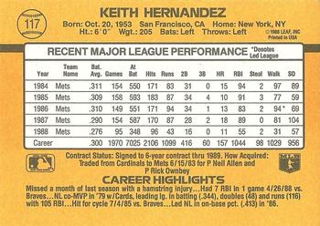 1989 Donruss #117 Keith Hernandez Back