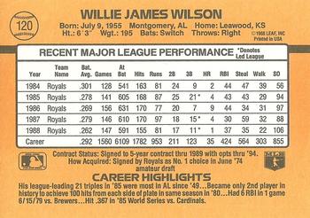 1989 Donruss #120 Willie Wilson Back