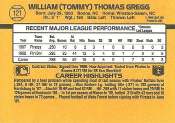 1989 Donruss #121 Tommy Gregg Back
