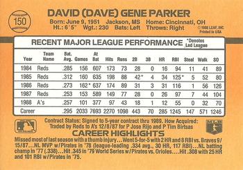 1989 Donruss #150 Dave Parker Back