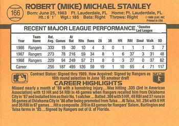1989 Donruss #166 Mike Stanley Back