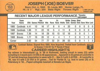 1989 Donruss #168 Joe Boever Back