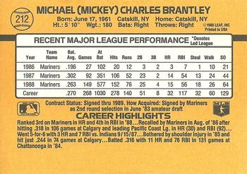 1989 Donruss #212 Mickey Brantley Back