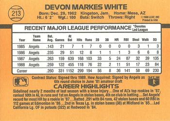 1989 Donruss #213 Devon White Back