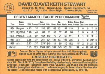1989 Donruss #214 Dave Stewart Back