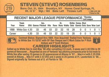 1989 Donruss #219 Steve Rosenberg Back
