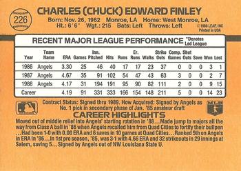 1989 Donruss #226 Chuck Finley Back