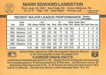 1989 Donruss #227 Mark Langston Back