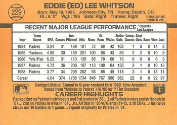 1989 Donruss #229 Ed Whitson Back