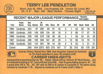 1989 Donruss #230 Terry Pendleton Back