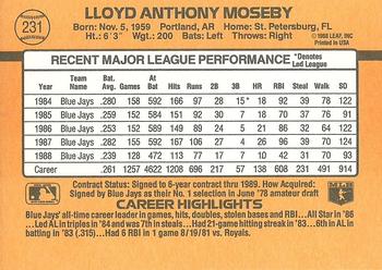 1989 Donruss #231 Lloyd Moseby Back