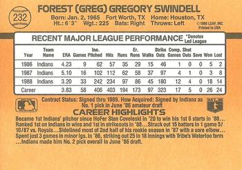1989 Donruss #232 Greg Swindell Back