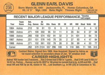1989 Donruss #236 Glenn Davis Back