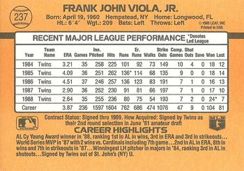 1989 Donruss #237 Frank Viola Back