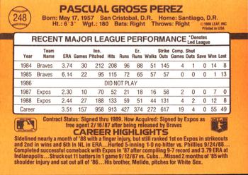 1989 Donruss #248 Pascual Perez Back