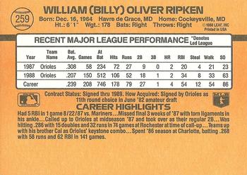 1989 Donruss #259 Billy Ripken Back
