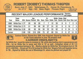 1989 Donruss #266 Bobby Thigpen Back