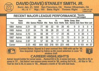 1989 Donruss #272 Dave Smith Back