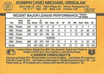 1989 Donruss #287 Joe Orsulak Back