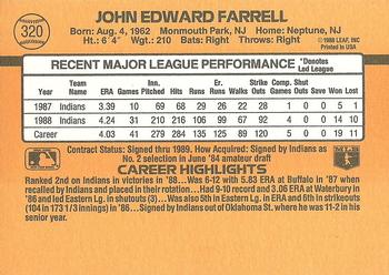 1989 Donruss #320 John Farrell Back