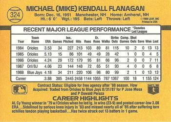1989 Donruss #324 Mike Flanagan Back