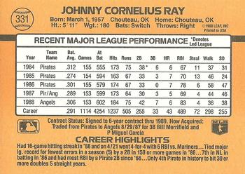 1989 Donruss #331 Johnny Ray Back