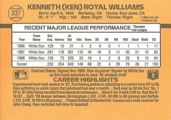 1989 Donruss #337 Ken Williams Back