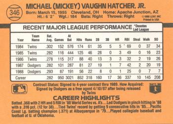 1989 Donruss #346 Mickey Hatcher Back