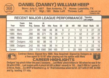 1989 Donruss #368 Danny Heep Back