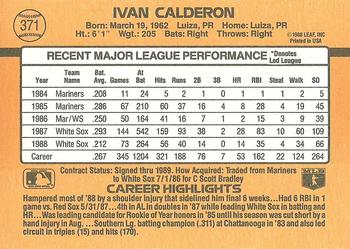 1989 Donruss #371 Ivan Calderon Back